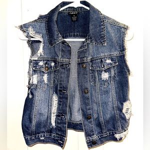Distressed Denim Vest